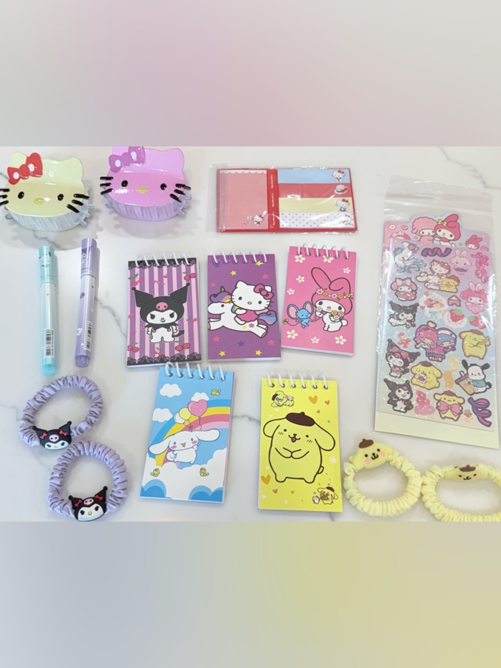 15 pc Sanrio Hello Kitty Mini Notepads & Hair Accessories bundle gift cute lot